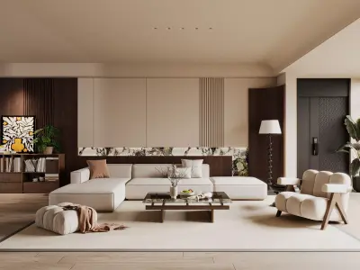 Modern living room 3D model  3D model