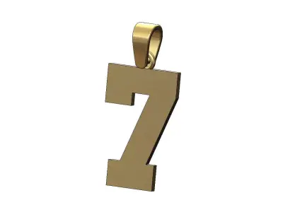 Number 7 seven varsity high school letterman pendant charm 3D print model