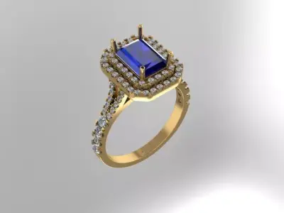 Brilliant Blue Sapphire  Engagement Ring   3D print model
