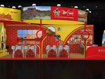 9mtr x 5mtr expo stall 2side open Exhibition Stand Design Low-poly 3D model