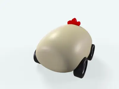 Cartoon Chicken Car Cute Low-poly 3D model
