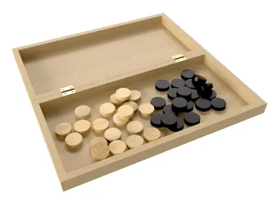 Checkers Draughts Board Table Strategy Game inside 3D model