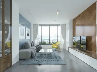 Full Apartment Exterior and Interior Scene 3D model 3D model