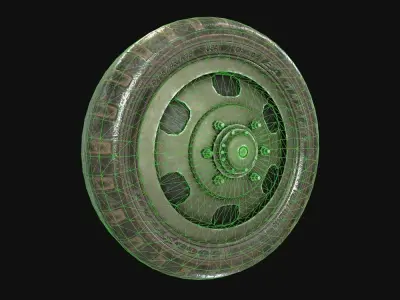 Military Truck Wheel PBR Low-poly 3D model Low-poly 3D model