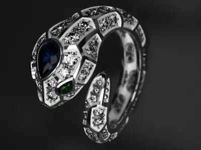 Serpenty-2  solid snake ring 3D print model