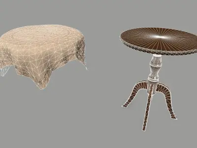 Table with cloth covering it Low-poly 3D model