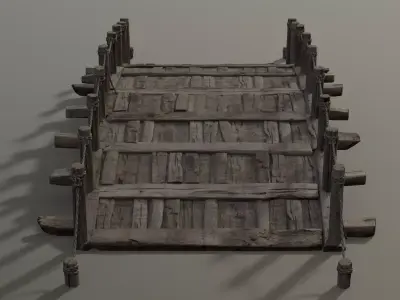 Bridge wooden 02 Low-poly 3D model
