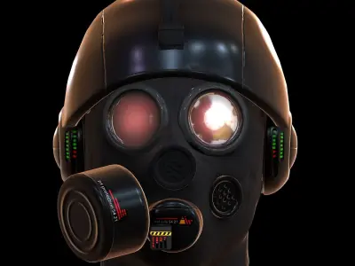 Gas mask helmet 3d model scifi Low-poly  Low-poly 3D model