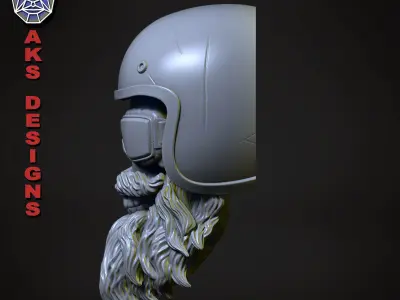 Biker skull version 6 Bas relief wall decor 3D print model