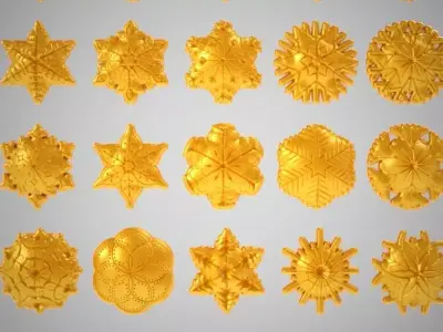 Snowflakes golden snowflake 3D print model