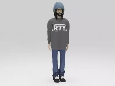 Character Tony Alva skate boarding word Rigged  Low-poly 3D model