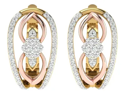 Solitaire Women Drop Earring 3dm STL OBJ FBX Render Details 3D print model 19