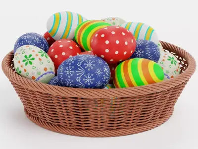 -Easter Eggs in Basket- 3D model