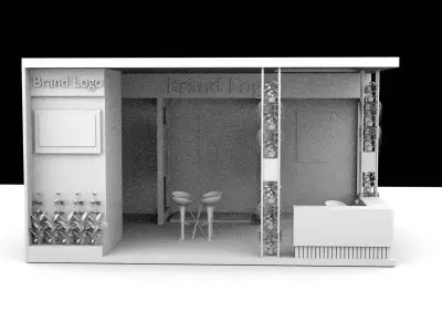 2 Side Open Modern Exhibition Stall Design for Brand Showcases 3D model