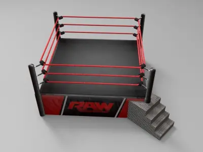 RAW Superstar Wrestling Ring Low-poly 3D model