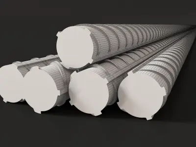 Rebar- Chrome Reinforcement -  threaded rod - building materials 3D model