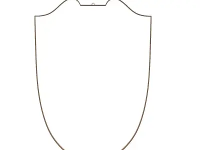 Brass Shield Mirror with Beaded Fillet 3D model