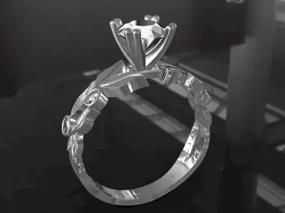 Solitary floral ring  3D print model