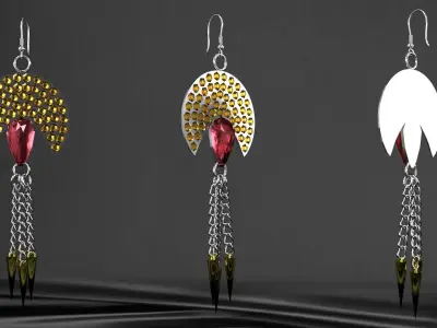 earrings pair of on mannequin 3D model
