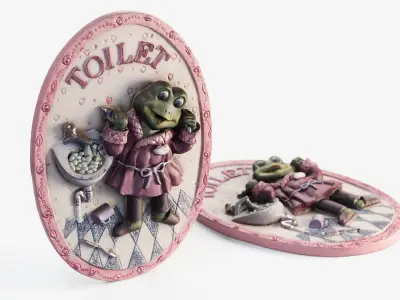 Bathroom Sign Decor PBR Low-poly 3D model