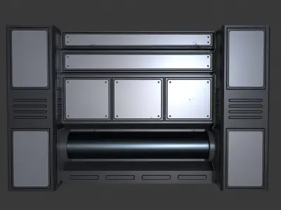 Modular Sci Fi Wall and Pillar Low-poly 3D model