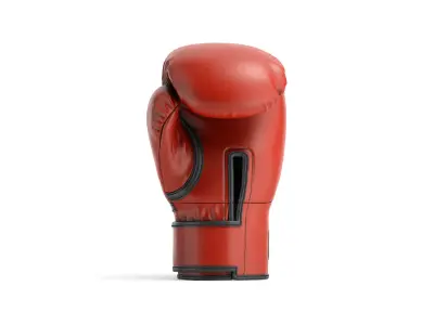 Red Leather Boxing Gloves - sparring kickboxing equipment  3D model