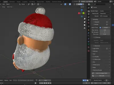 Animated Santa Candy Stick Low-poly 3D model