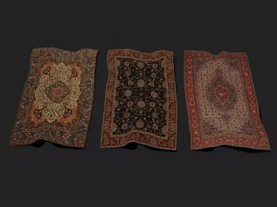 Three Highly Detailed Medieval Tapestry 3D Model Collection