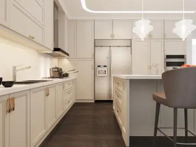 kitchen modern with cabinets and wood floors 3D model