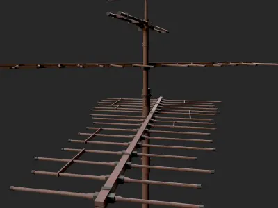 Old rusted tv antenna 1 Low-poly 3D model