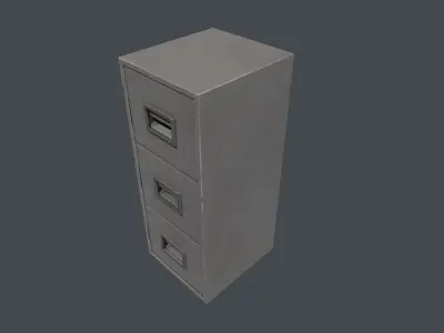 Tall Grey Three Drawer Filing Cabinet Low-poly 3D model