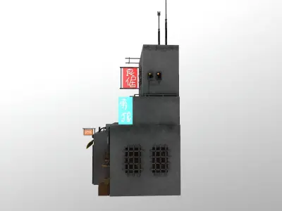  Cyberpunk Building 3  Low-poly 3D model