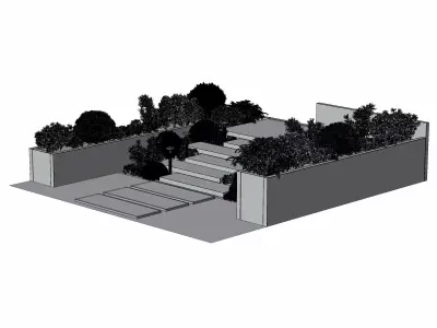 entrance exit stairs building - urban yard concrete 3D model
