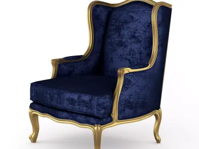 Classic royal blue armchair by Modenese 3D model