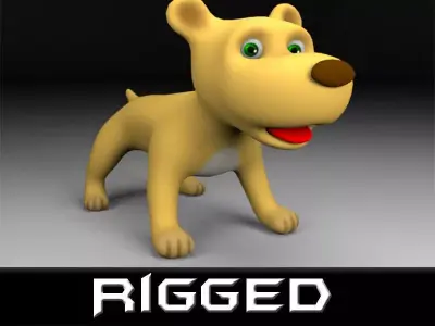Cartoon rigged dog Low-poly 3D model
