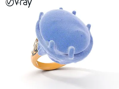 Opal Gold Ring Model Pack for Jewelry Visualization Low-poly 3D model