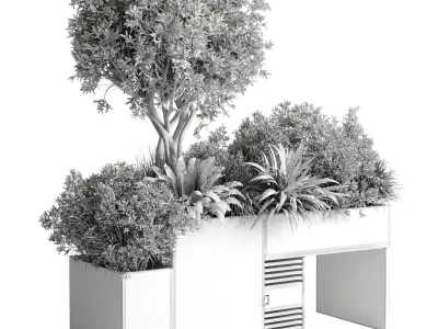Metal Box Plants on Stand - collection of houseplants outdoor 83 3D model