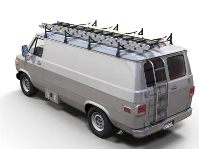 80s utility van Low-poly 3D model