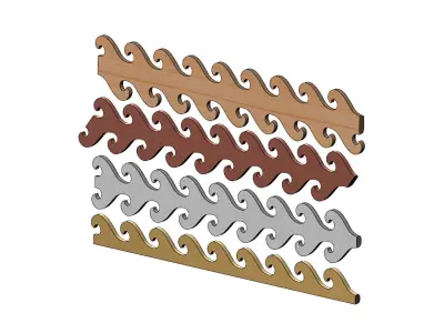 Wave greek key strips onlay cornices and friezes relief  3D print model