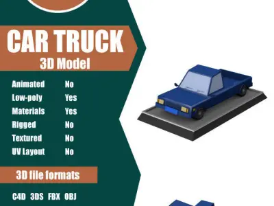 Low Poly Car Truck Low-poly 3D model