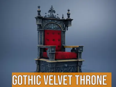 Gothic Velvet Throne model pack Low-poly 3D model