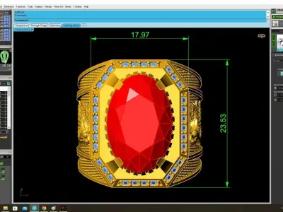 Luxury Oval Ruby Signet Men Ring 3D Model  3819 3D print model