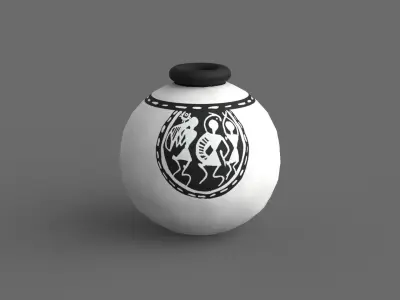 Warli Tales Vases painted white Low-poly 3D model