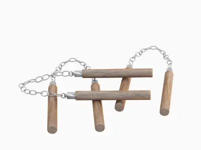 Wooden Nunchaku 02 3D model