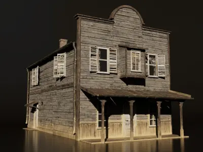 Medieval Building Low-poly 3D model get