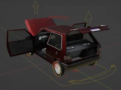 UNO MILLE SMART 2001 - RIGGED CAR MODEL Low-poly 3D model