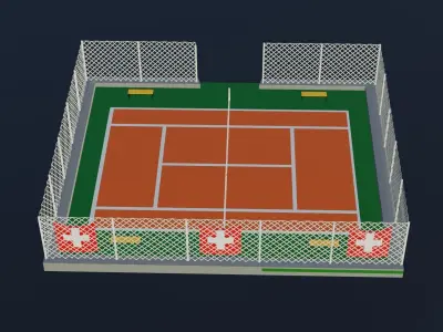 Tennis Court - Switzerland Low-poly 3D model