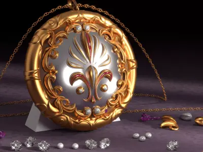 Designer Pendant with chain 3D model