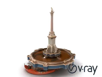 Ruined Monument Square Urban Decay model pack Low-poly 3D model