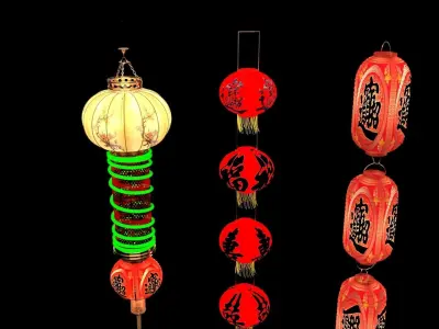 Chinese red lantern 3D model